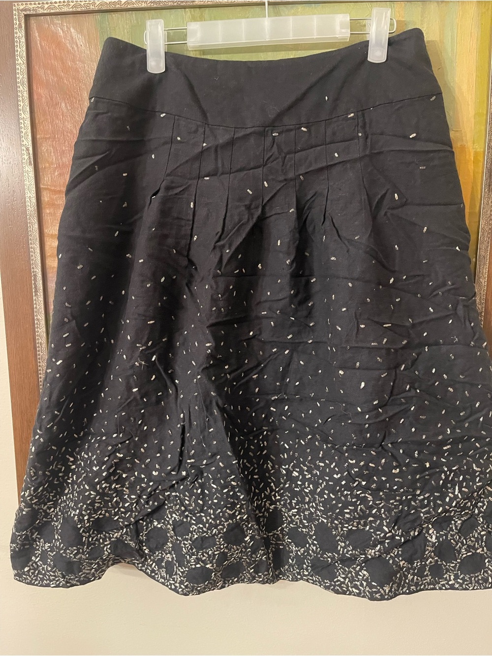 NIC+ZOE Black A-Line Skirt with White Speckle Detail